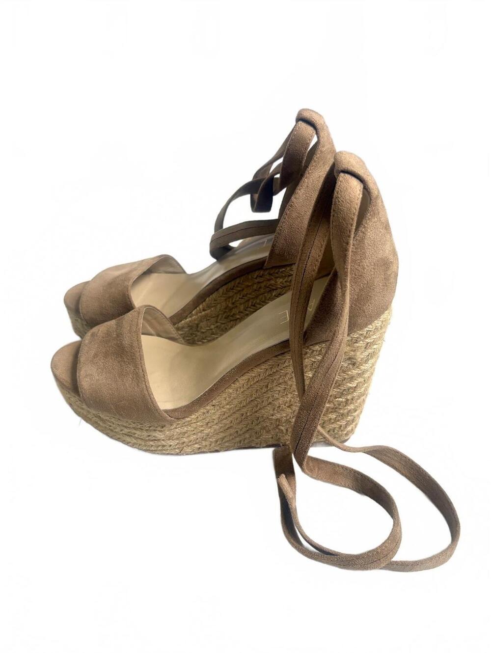 Raye | Espadrille Wedge Beige Sandal Ankle Tie Size 8